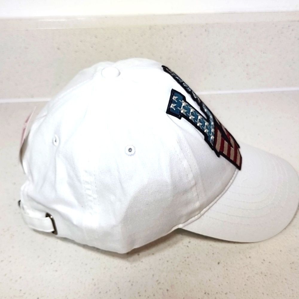 Patriotic Women's Cap - White with Red and Blue Design LOVE Patch New With Tag. - Picture 2 of 6